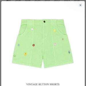 Fresh Light Green High Waist Shorts with Embroidered Accents
